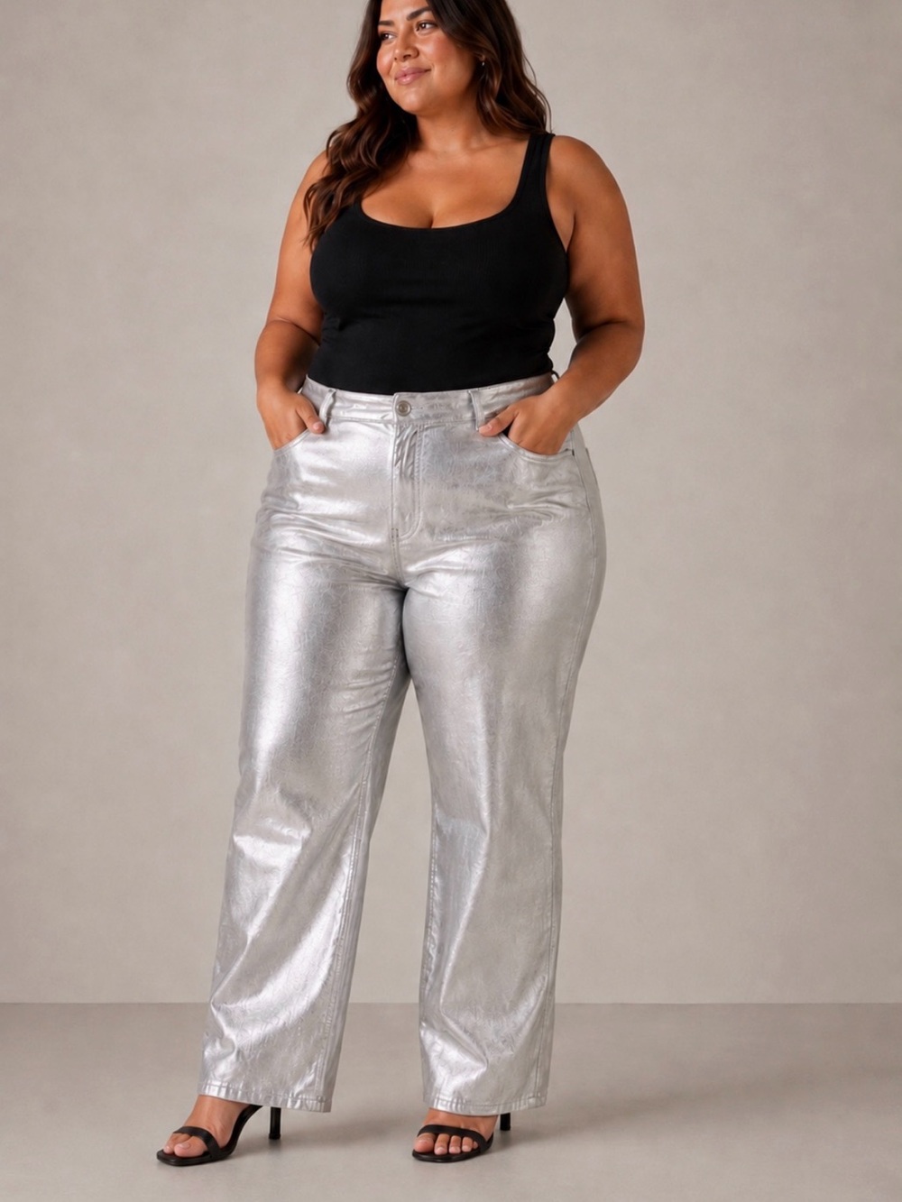 Abercrombie & Fitch Metallic Silver Straight-Leg Jeans